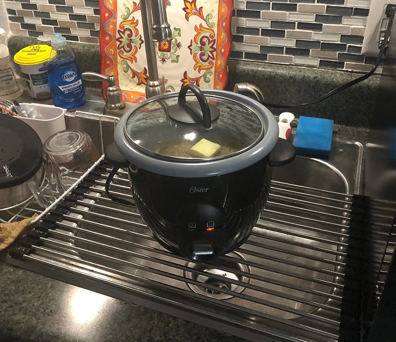 Ahyuan Roll up Dish Drying Rack Over The Sink Kitchen Roll up Sink Drying Rack Stainless Still Portable Drainer Foldable Dish Rack (Black, 17.8''X11.8'') - Image 2